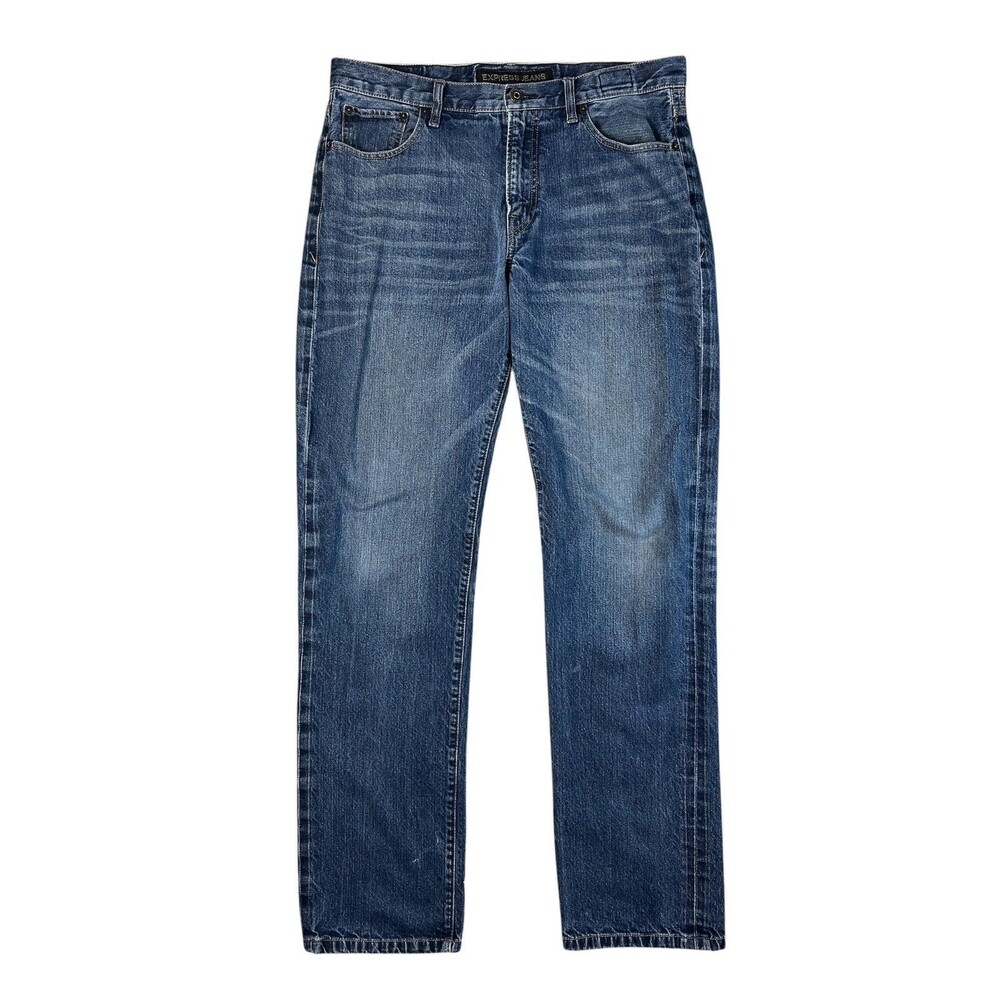 Express Blake Loose Fit Straight Leg 100% Cotton Jeans Size 34 (Fits W35 x L33)